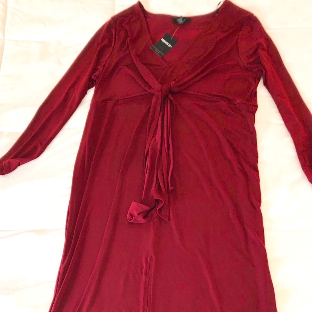 Forever 21 Merlot Maxi Dress w/ Front Slit and Tie
